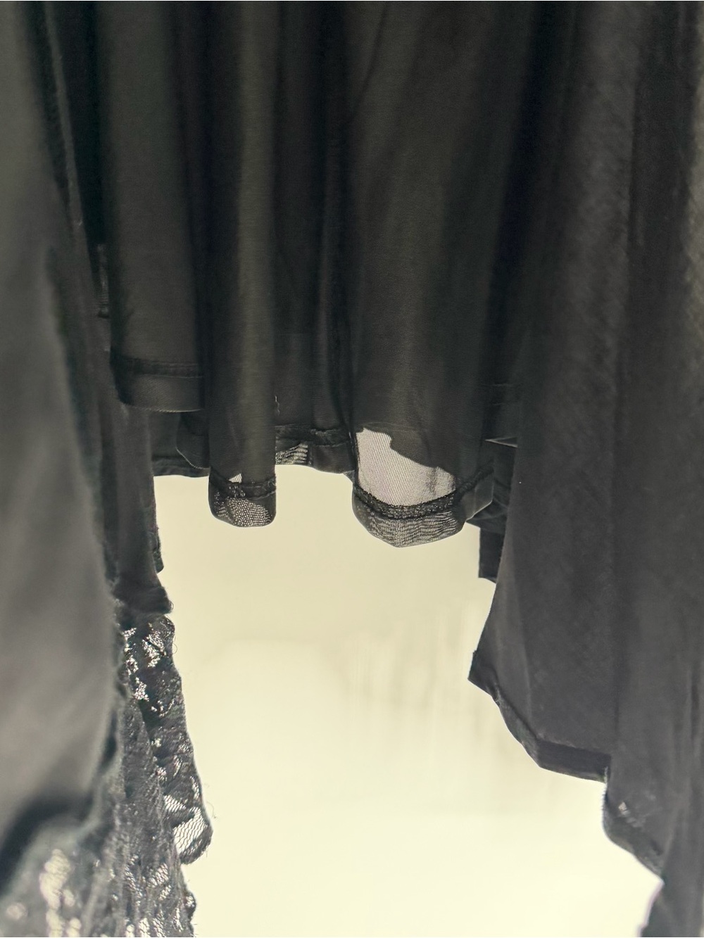 Umgee Black LBD Babydoll Asymmetrical Lace Slip Dress - Picture 6 of 13